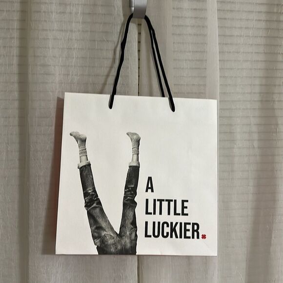 Lucky Brand White Red Black Paper Shopping Tote - Picture 2 of 6